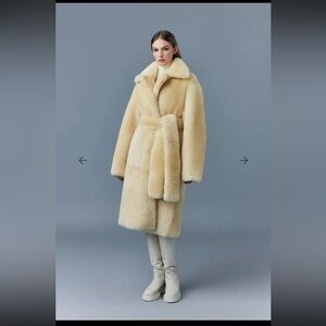 Mackage Reversible Yelllow Soft Shearling Coat Wth Belt
